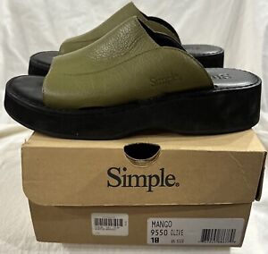 SIMPLE Mango 9550 Olive Slides New In Box Size 10 Women’s
