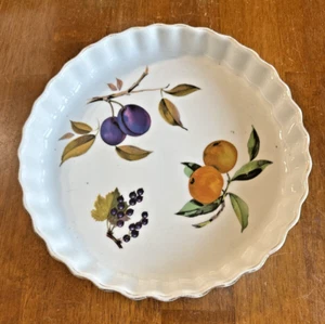 ROYAL WORCESTER EVESHAM 9"  Quiche Pie Tart Pan Dish Fruit Dining England - Picture 1 of 3