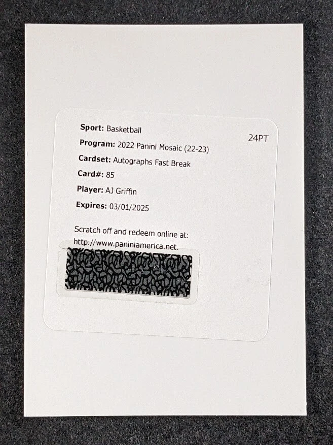 2022-23 Panini Mosaic AJ GRIFFIN Redemptions Rookie RC Auto Fast Break Hawks