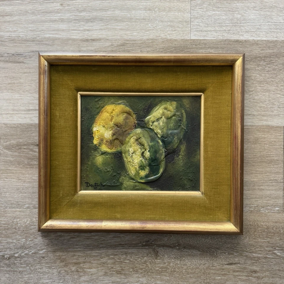 Pintura al óleo Impasto vintage naturaleza muerta cítrica 1967 Foto 1 de 4