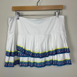 Pantalón corto Lucky in Love M blanco verde azulado plisado en niveles tenis atletismo - Imagen 1 de 6