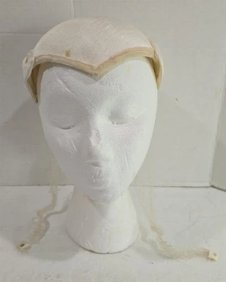 Vintage Off-White Womens Fashion Hat Fascinator for Refurbish - Image 1 of 4