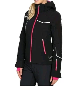 Spyder Project Jacke Damen Größe 14 Ski Schnee schwarz pink abnehmbare Kapuze - Bild 1 von 10