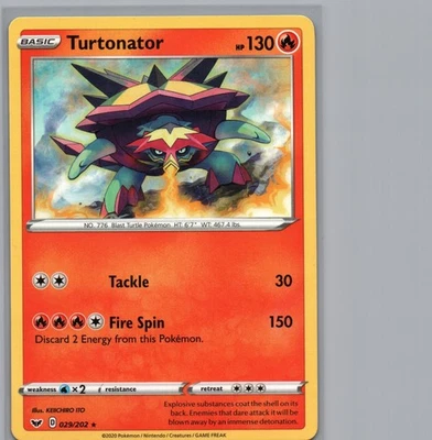 Turtonator | 029/202 Rare | SWSH01: Sword & Shield Base Set | NM - Image 1 of 2