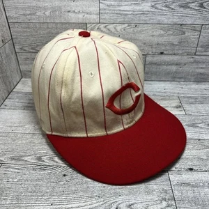 Vintage New Era Cincinnati Reds Mütze weiß/rot tailliert Herren Größe 6 7/8 Kappe alle Wolle - Bild 1 von 16