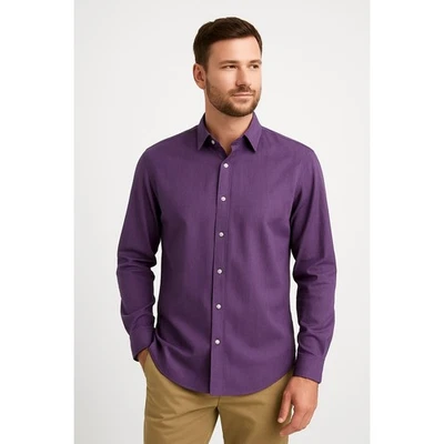 Eagle Shirtmakers Purple Dress Shirt Mens 17 1/2 34/35 Regular Fit - Image 1 of 3