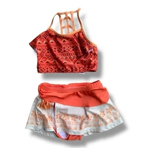Moana Deluxe Two Piece Swimsuit Girls 7/8 Excellent - Picture 1 of 5