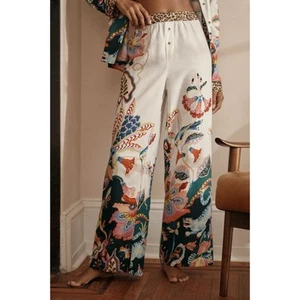 Anthropologie Flannel Pajama Sleep Pant Bottom XXS Floral Cheetah Sarah Gordon - Picture 1 of 12