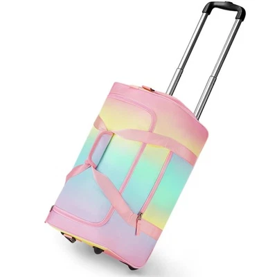 Maleta rosa gradual con ruedas púrpura bolsa de lona con ruedas para acampar... Foto 1 de 4