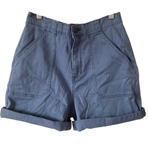 NEW GLORIA VANDERBILT High Waisted Utility Shorts Small Blue Elastic Waist - Picture 1 of 5