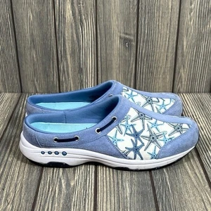 Easy Spirit Setport blaue bequeme Damen-Clog-Slipper Lederschuhe 10 Seesterne - Bild 1 von 8