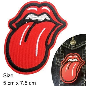 Medium Lips tongue out iron on patch rolling stones music mouth iron-on patches - Picture 1 of 4