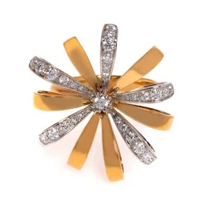 Luca Carati Diamond Cocktail Ring 18K Yellow & White Gold 0.62Cttw Size 7 - Picture 1 of 6