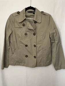 Relativity Tan Short Trench Coat Women's Size Petite Medium With Belt - Picture 1 of 4