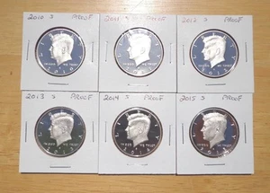 2010 2011 S 2012 S 2013 S 2014 S 2015 S Clad Proof Kennedy Half 6 Coin Lot Set - Picture 1 of 4