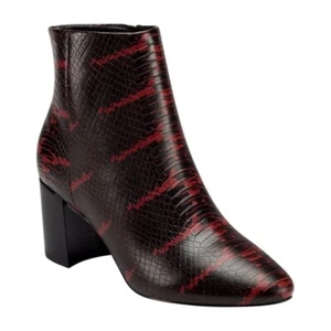 NEW IN BOX MARC FISHER $219 Black & Red Jaydyn Snakeskin Embossed Booties Size 9 - Picture 1 of 1
