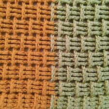Crocheted Afghan Blanket Throw Pumpkin Avocado Colors MCM Estate Item 68”x62”