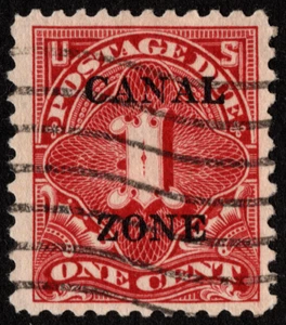Canal Zone Stamp Scott # J18 Used - 1 Cent Carmine Postage Due Type B Overprint - Picture 1 of 1