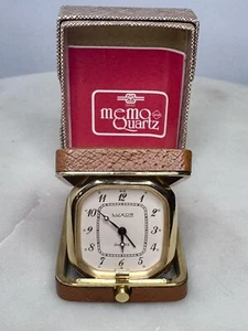 Vintage Luxor Portable Travel Foldable Clock Gold-Tone Case Swiss Made - Picture 1 of 10