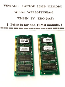 VINTAGE Wintec LAPTOP 16MB Sodimm MEMORY W9P304325EA-6 3V EDO 4x4 - Picture 1 of 1