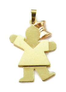 14K Yellow Gold Baby Girl Kids Charm Necklace Pendant ~ 2.7g