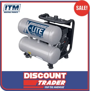 X-LITE by ITM Silent 2.0Hp Aluminium Twin Tank Portable Carry Air Compressor - Picture 1 of 3