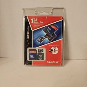 New Sandisk 1 GB Memory Card With Adapters 3 in 1 Verizon Wireless Music Photos - Picture 1 of 3