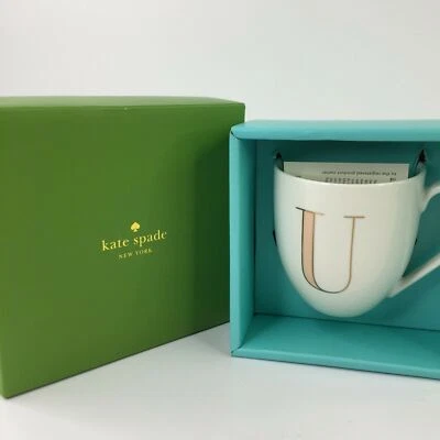Caneca "U" Kate Spade It's Personal monogramada com letras douradas NOVO EM FOLHA - Imagem 1 de 4