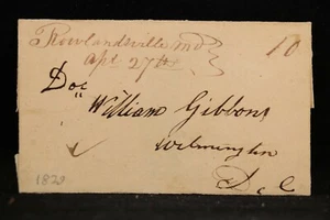 Maryland: Rowlandsville 1855 (circa) Stampless Cover, Fancy Ms, DPO Cecil Co - Picture 1 of 2