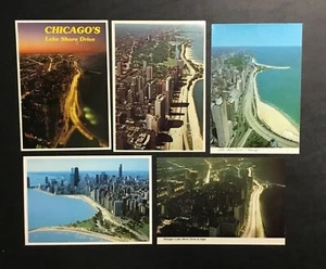 Lot (5) Vintage Lake Shore Drive Chicago,IL Postcard Illinois LSD Lake Michigan - Picture 1 of 2