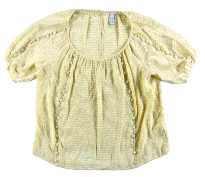 SINE Anthropologie 100% Silk Yellow Polka Dot Button Short Sleeve Blouse Woman 8 - Image 1 of 4