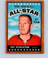 VINTAGE HOCKEY CARD TOPPS 1966 CHICAGO BLACK HAWKS PAT STAPLETON ALL-STAR  NO815
