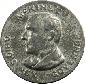 Ohio William McKinley Campaña Gubernatorial Medalla de Cáscara de Hojalata (07304) - Imagen 1 de 3