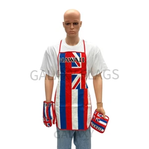 Hawaii Flag Kitchen & BBQ 3pc Set w/Apron Oven Mitt Potholder Hawaii Flag - Picture 1 of 7