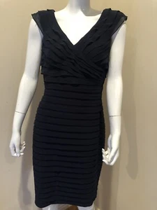Adrianna Papell Sleeveless Pleated Chiffon Navy Blue Sz 6 Dress New - Picture 1 of 4