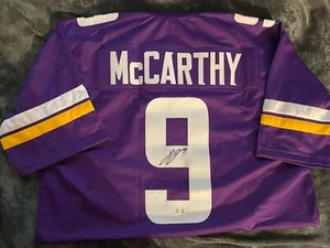 J J McCarthy Signed Minnesota Vikings Custom Jersey Beckett 2024 1st Round Pick - Picture 1 of 4