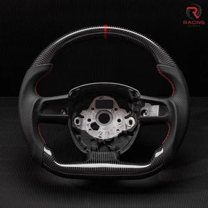 Real carbon fiber Flat Customized Sport Steering Wheel Audi A4 A5 2004-2012 - Picture 1 of 11