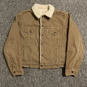 VTG Levi’s Corduroy Trucker Jacket 1980s USA Sherpa Fleece Lined Men’s Small - Picture 1 of 11