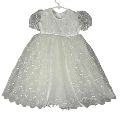 Vintage Girls Formal Dress Christening Baptism Gown Size 2 Made In USA - Image 1 of 4