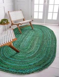 Alfombra ovalada 100 % algodón piso trenzado alfombra para el hogar alfombra moderna para sala de estar - Imagen 1 de 8