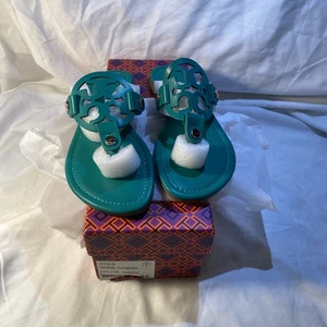 Tory Burch Women's Leather Gladiator Sandals Size 35 (4.5) Green New W/ Dust Box - Picture 1 of 15