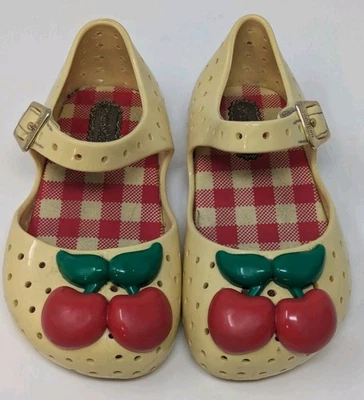 Mini Zapatos Melissa Cereza Talla 6 Niñas Pequeñas Auténticos Amarillo Rojo Foto 1 de 4