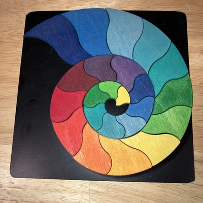 Fibonacci Spiral Wooden COLORFUL 23  Pc Puzzle Unusual - Image 1 of 4