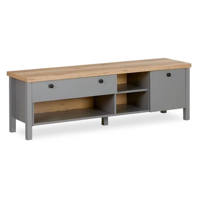 TV Schrank Lowboard Holz Grau Fernsehschrank Board Sideboard Regal Homestyle4u - Bild 1 von 4