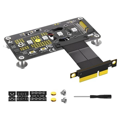 Riser Card M.2 M-Key NVME SSD Vers PCIe X4 Câble D'Extension avec Ventilate1602 - Photo 1/4