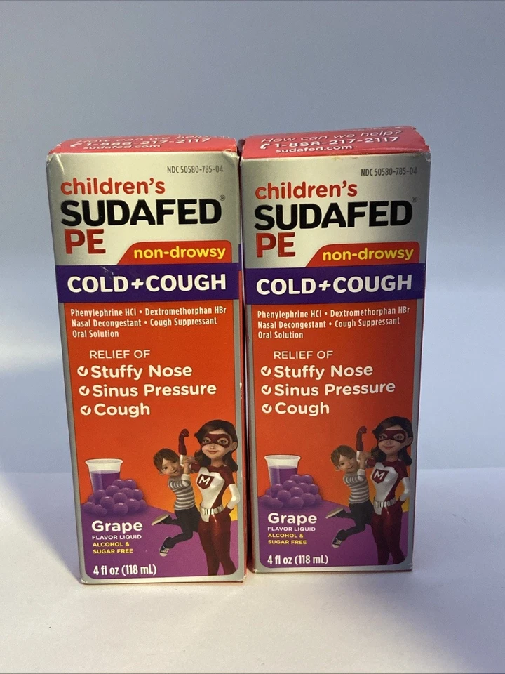 (2) Носовое противоотечное средство ДЛЯ ДЕТЕЙ SUDAFED PE, ХОЛОД + КАШЕЛЬ срок годности 10/31/2025 - Изображение 1 из 1