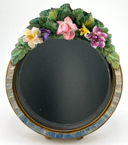 ANTIQUE BARBOLA DRESSER MIRROR WITH HAND PAINTED FLOWERS Cover