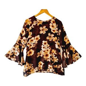 Brave + True Size Small Style Me Luxe Dessert Bloom Mosley Top Sheer Bell Sleeve