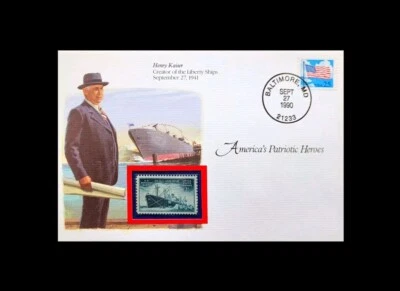 1990 BALTIMORE MD AMERICAS PATRIOTIC HEROES HENRY KAISER 3c STAMP FDC  - Image 1 of 3