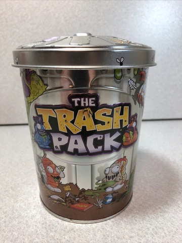 MOOSE TOYS Metal Tin Garbage Pail “THE TRASH PACK" Can/Lid EUC Cover
